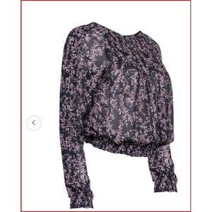 Rag & Bone Celeste Floral Viscose Blouse Dark Navy & Purple Floral  size Medium